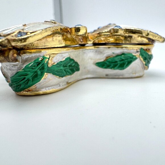 Butterfly Silver Blue Trinket Box Rhinestones Enamel Collectible Hinged Jewelry - Picture 8 of 8